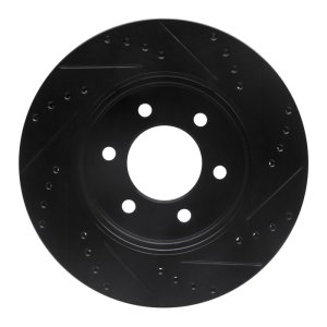 Ford Expedition Brake Rotor (1) - Front Left - R1 Concepts - Drilled & Slotted - Black - `02-`06